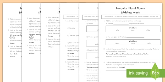 Irregular Plural Nouns Worksheet / Activity Sheets - plural, nouns