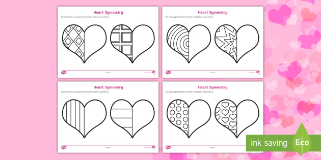 valentine's day heart symmetry worksheets teacher made