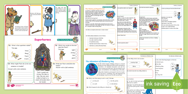 KS1 Superheroes: Focused Reading Skills Comprehension Pack