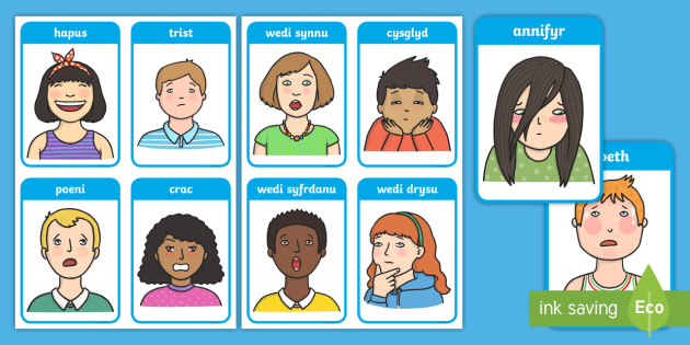 Welsh Emotions Flash Cards | Twinkl Resources | Wales