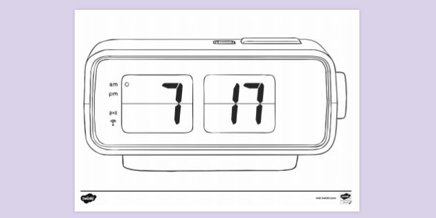 FREE! - Digital Clock Colouring Sheet (teacher made)