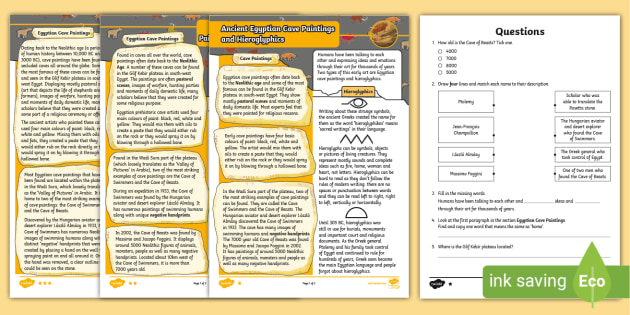 UKS2 Ancient Egyptian Cave Art and Hieroglyphics Activity