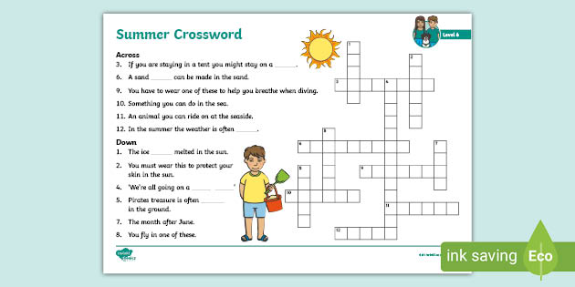 Level 6 Summer Crossword (teacher made)