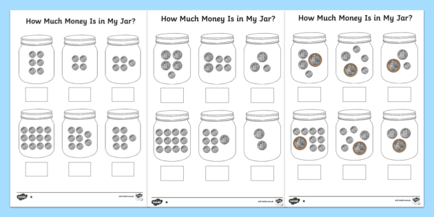 counting money in jars philippine peso worksheets