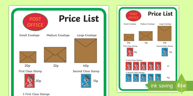 Post Office Price List teacher Made 