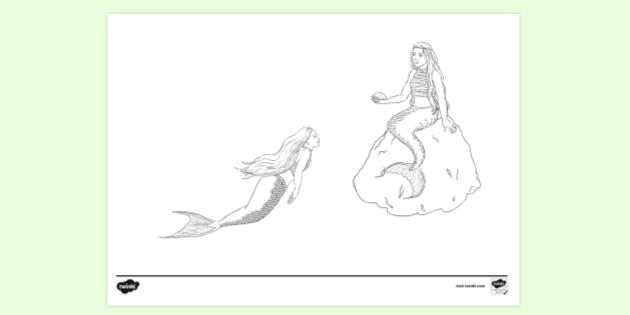 FREE! - Colouring Page of Real Mermaids | Colouring Sheets