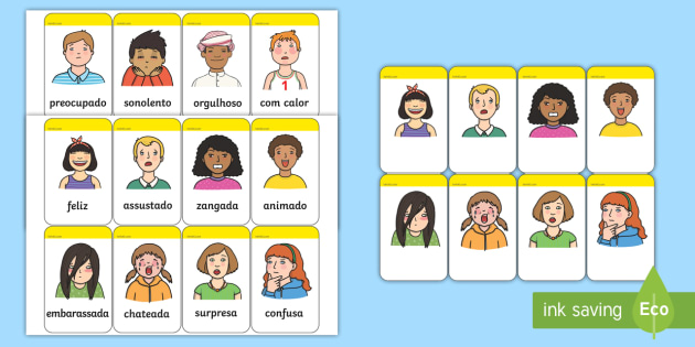 As nossas emoções, cartão vocabular