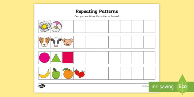 Repeating Patterns KS1 Worksheet / Activity Sheet - extending