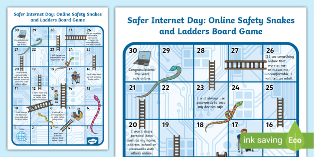 Safer Internet Day: Online Safety Snakes and Ladders Board Game