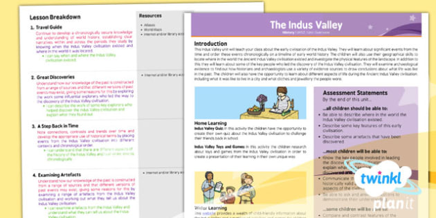 History: The Indus Valley Civilisation UKS2 Planning Overview