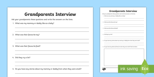 Grandparents Interview Worksheet