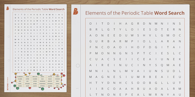 Periodic Table Of Elements Printable Printable Word Searches