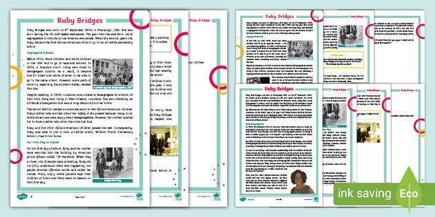 Ruby Bridges Differentiated Reading Comprehension Activity