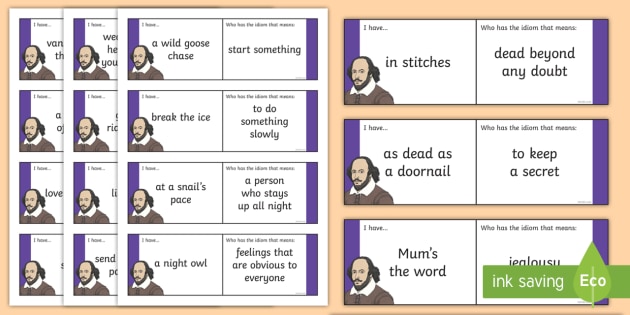 William Shakespeare Second Level Idiom Loop Cards