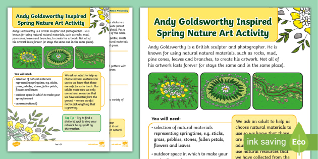 Ks1 Andy Goldsworthy Inspired Spring Nature Art Activity