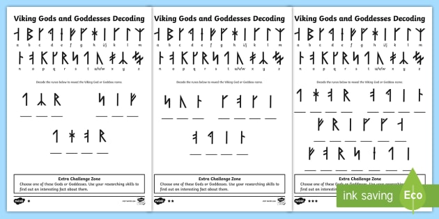 God And Goddess Name Rune Decoding Worksheet Teacher Made