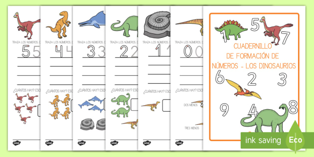 Cuadernillo: La formación de los números 1-9 de los dinosaurios