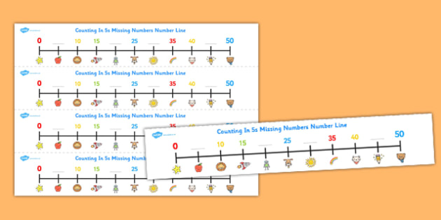 counting in 5s missing numbers number line activity