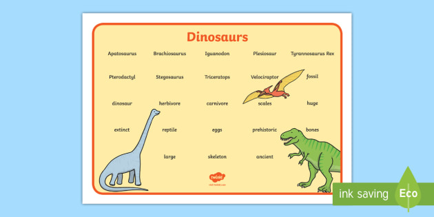 Dinosaur Word Mat (All Text Version) - Dinosaur, word mat