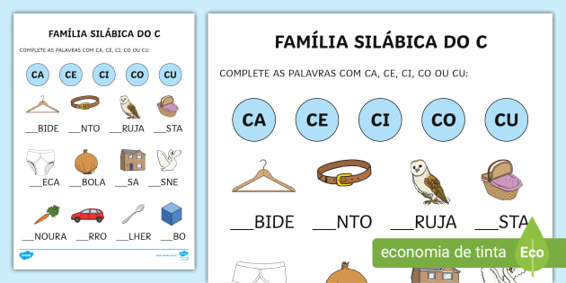 Atividade com a Família Silábica do H (teacher made)