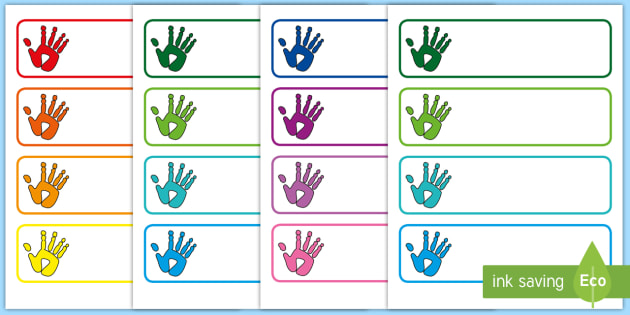 Editable Multicolored Handprint Labels