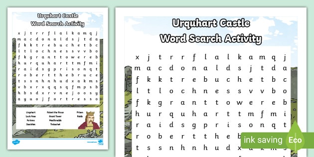 Urquhart Castle Word Search Activity – Scottish Landmarks