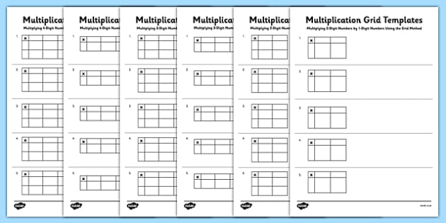 blank box method multiplication templates maths resource