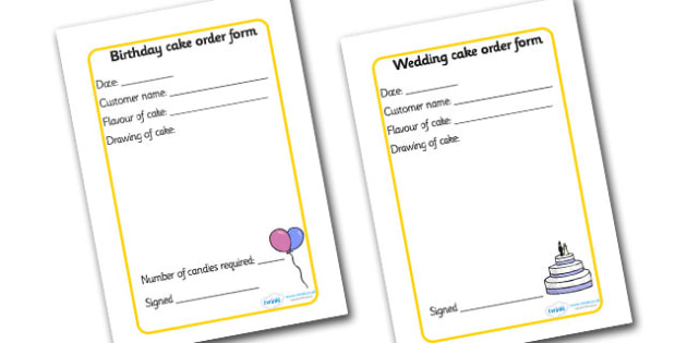 bakery order forms bakery role play pack order form bakery order form