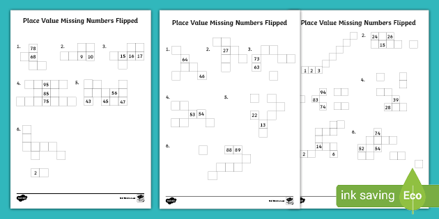 Place Value Missing Numbers Flipped Worksheets