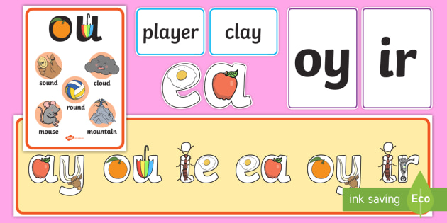 * NEW * ay ou ie ea oy ir Phonics Display Pack