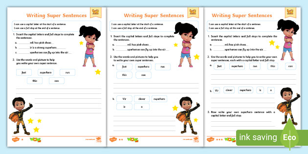 FREE! - Vir the Robot Boy English Worksheet: Writing Super Sentences