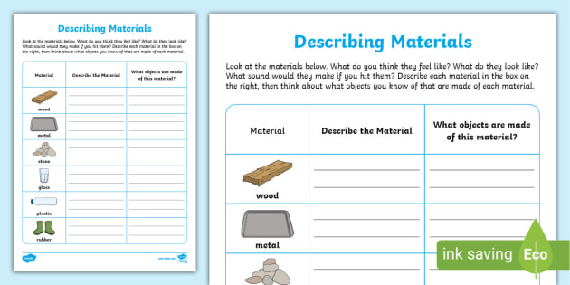 Describing Materials Activity | KS1 Science (teacher made)