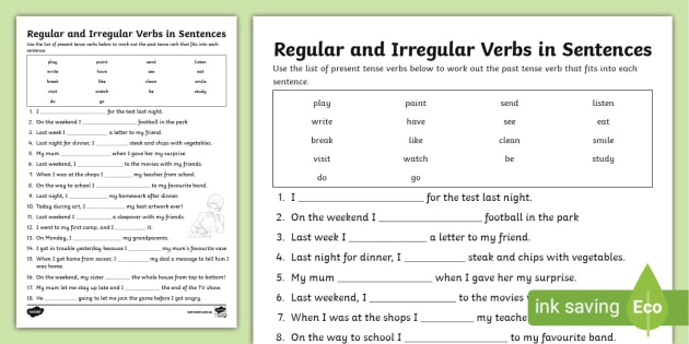 regular and irregular verbs worksheets for year 3 pdf