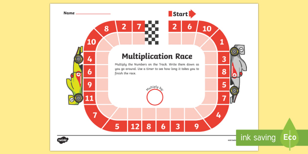 Multiplication Race Track Worksheet