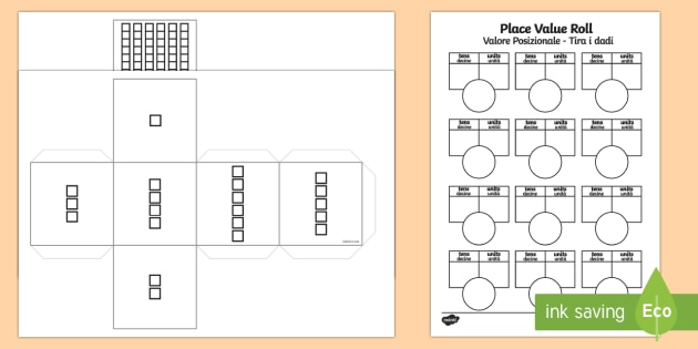 place value roll dice and worksheet worksheet english italian place value