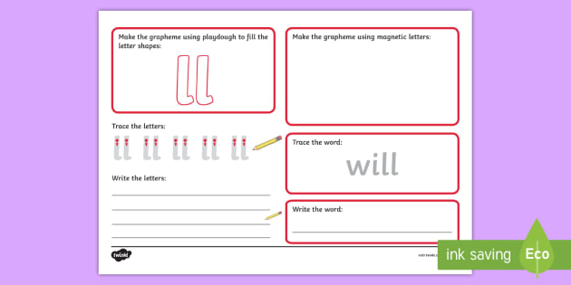 Ll Make Read Write Activity Mat Jolly Phonics Phonics