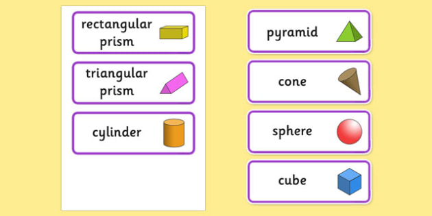 3D Shape Word Cards