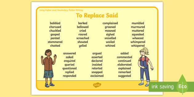 Using Higher Level Vocabulary Synonyms For Said Word Mat