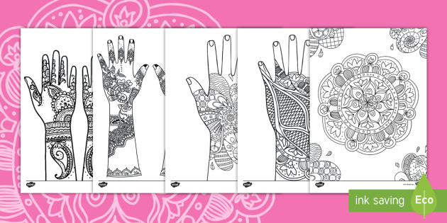 Mehndi Pattern Coloring Activity (teacher made)