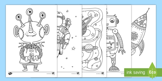 رسومات فضائية للتلوين الذي يساعد على