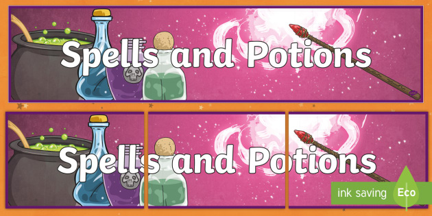Spells And Potions Display Banner Halloween Writing Activity