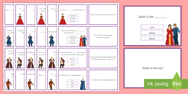 KS4 Romeo and Juliet Quotation Quiz Flashcards