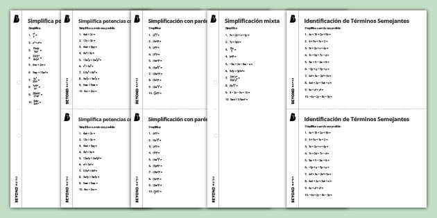 Hojas De Trabajo Con Respuestas Para Simplificar Expresiones Algebraicas