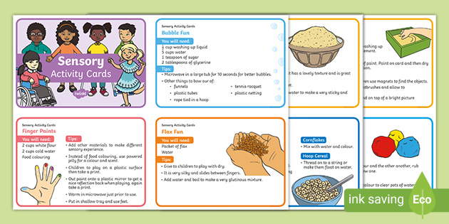 Full of activity. Sensory details. Sensory Diet activities for Autism. Visual Sensory System activities for autistic. Hearing Sensory activities.