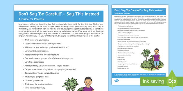 things-to-say-instead-of-be-careful-parent-and-carer-information-sheet