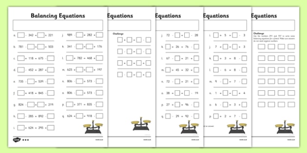 Balancing Equations Worksheet Pack Teacher Made