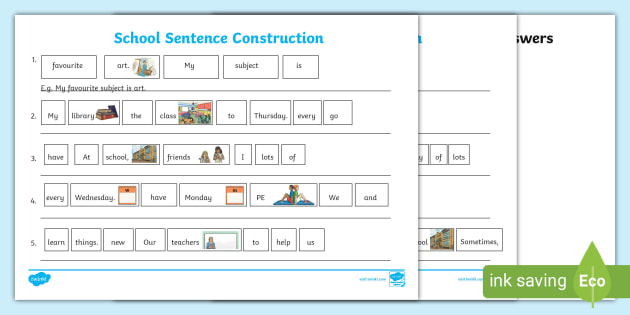 Sentence Construction Worksheet Pdf