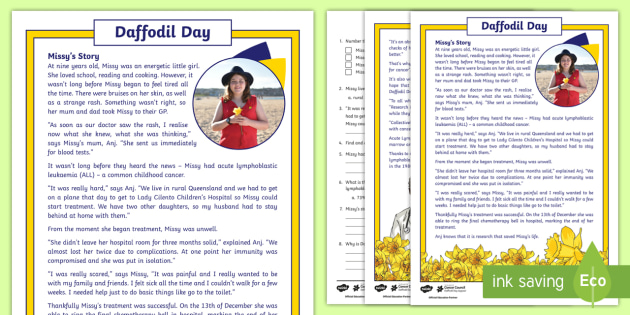 FREE! - * NEW * Daffodil Day Reading Comprehension Activity