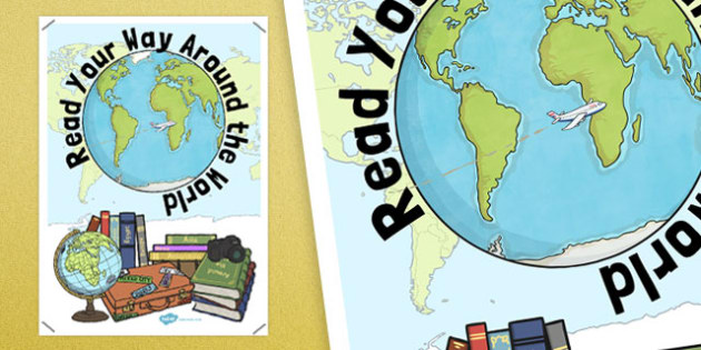 Read Your Way Around The World Display Poster - Read, Way