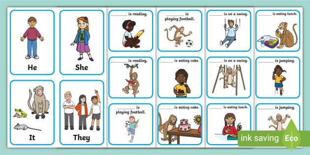 He, She, They And It - Pronoun Picture Cards (teacher made)